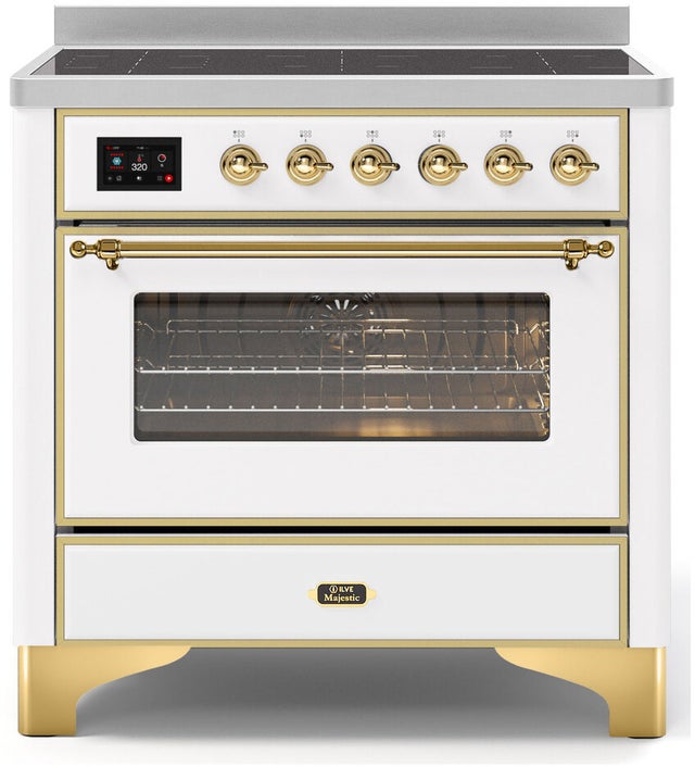 Ilve UMI09NS3WHG 36" Freestanding Electric Induction Range w/ 5 Ele...