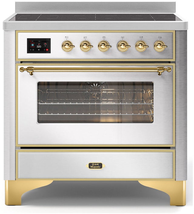 Ilve UMI09NS3SSG 36" Freestanding Electric Induction Range w/ 5 Ele...