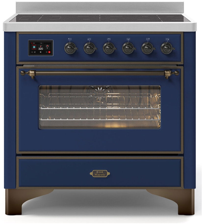 Ilve UMI09NS3MBB 36" Freestanding Electric Induction Range w/ 5 Ele...