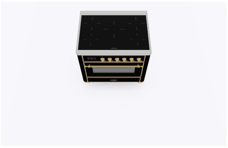 Ilve UMI09NS3BKG Glossy Black W/ Brass Trim