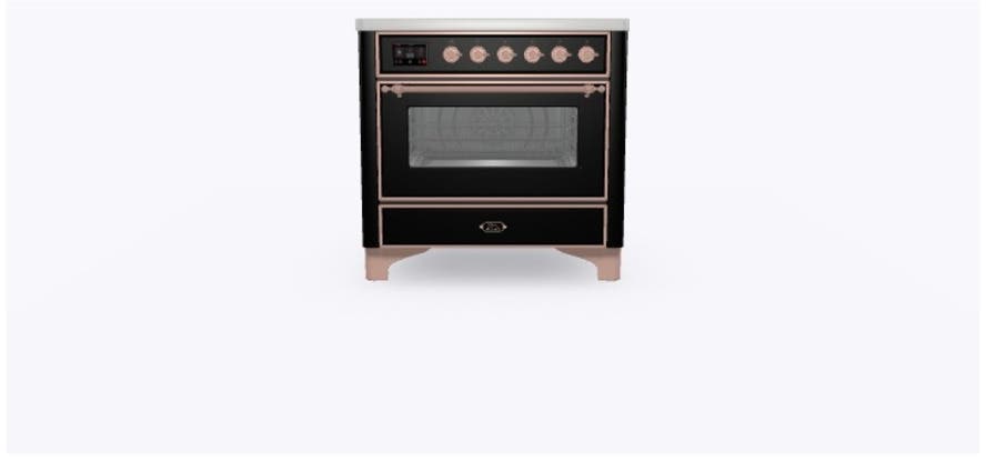 Ilve UMI09NS3BKP Glossy Black W/ Copper Trim