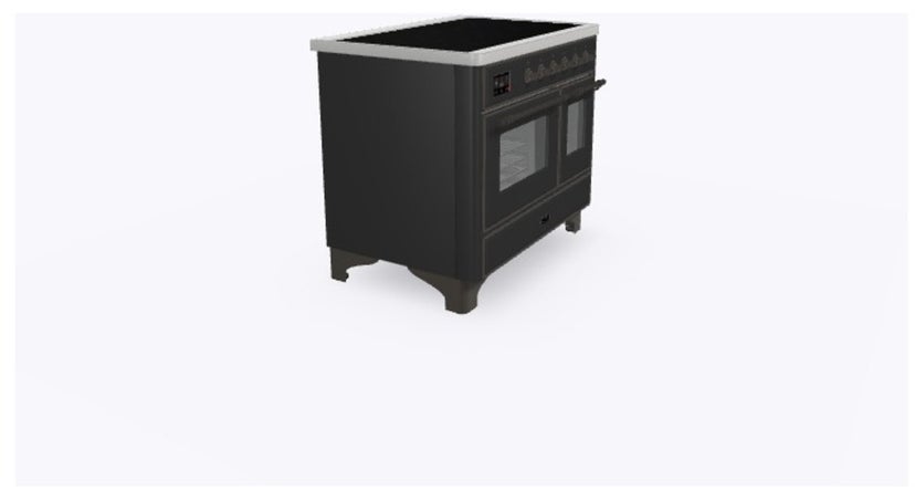 Ilve UMDI10NS3MGB 40" Freestanding Electric Induction Range w/ 6 Ele...