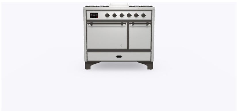 Ilve UMD10FDQNS3SSBLP 40" Dual Fuel Freestanding Range w/ 6 Sealed Burne...