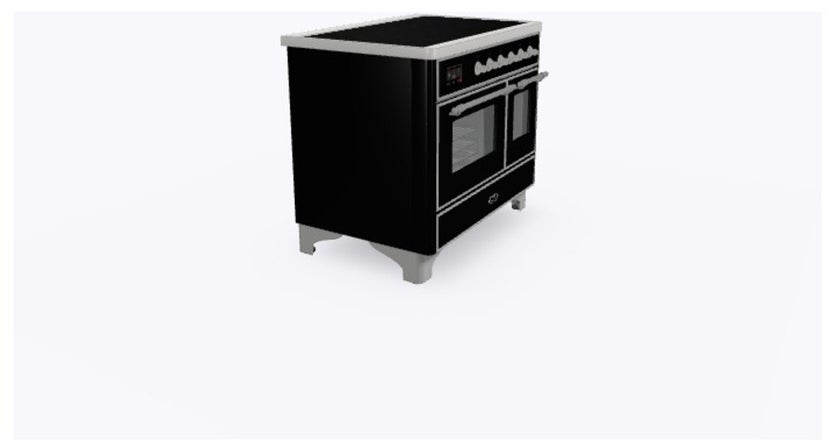 Ilve UMDI10NS3BKC 40" Freestanding Electric Induction Range w/ 6 Ele...