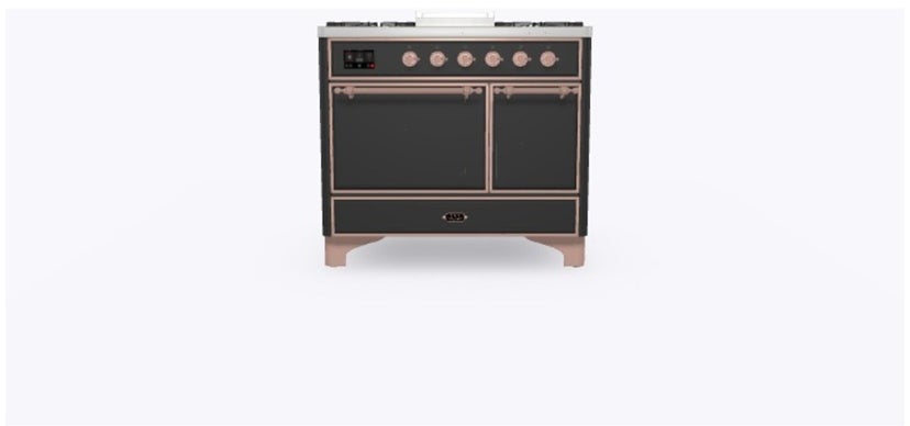 Ilve UMD10FDQNS3MGP 40" Dual Fuel Freestanding Range w/ 6 Sealed Burne...