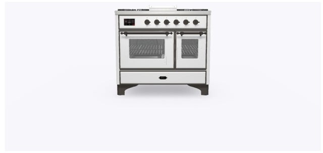 Ilve UMD10FDNS3WHBLP 40" Dual Fuel Freestanding Range w/ 6 Sealed Burne...