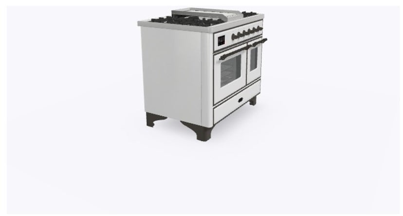 Ilve UMD10FDNS3WHBLP 40" Dual Fuel Freestanding Range w/ 6 Sealed Burne...