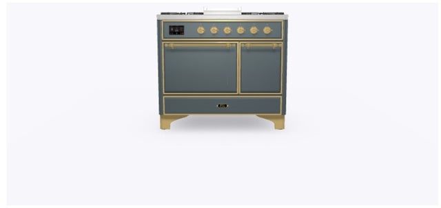 Ilve UMD10FDQNS3BGG 40" Dual Fuel Freestanding Range w/ 6 Sealed Burne...