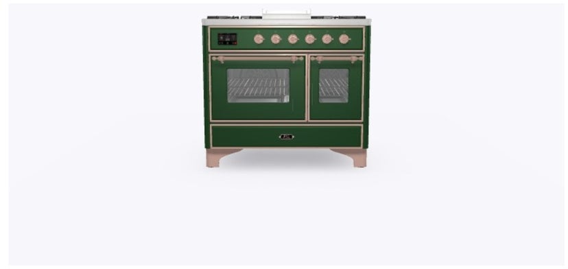 Ilve UMD10FDNS3EGP 40" Dual Fuel Freestanding Range w/ 6 Sealed Burne...