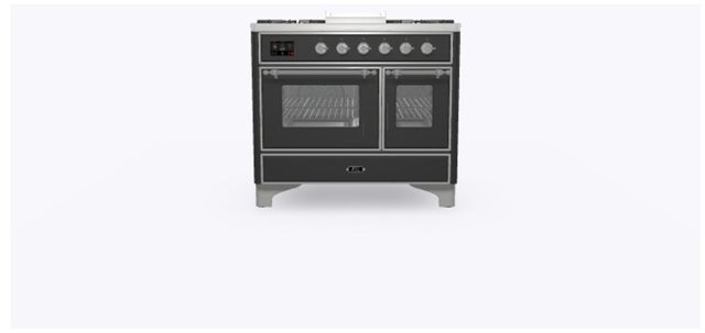 Ilve UMD10FDNS3MGCLP 40" Dual Fuel Freestanding Range w/ 6 Sealed Burne...