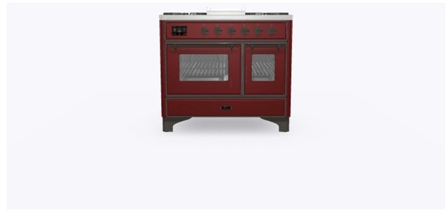 Ilve UMD10FDNS3BUBLP 40" Dual Fuel Freestanding Range w/ 6 Sealed Burne...