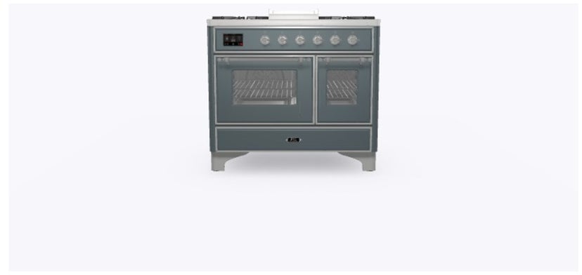 Ilve UMD10FDNS3BGCLP 40" Dual Fuel Freestanding Range w/ 6 Sealed Burne...