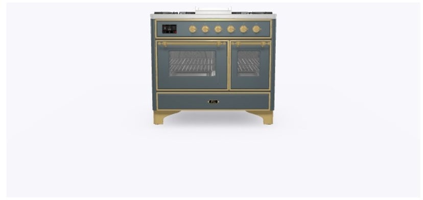 Ilve UMD10FDNS3BGG 40" Dual Fuel Freestanding Range w/ 6 Sealed Burne...