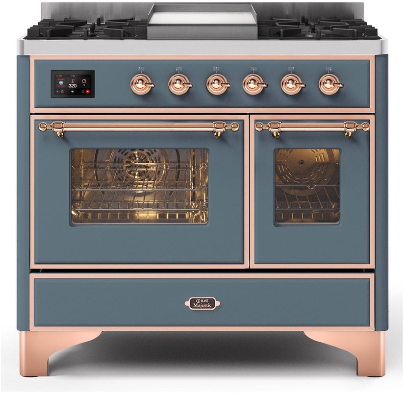 Ilve UMD10FDNS3BGPLP 40" Dual Fuel Freestanding Range w/ 6 Sealed Burne...