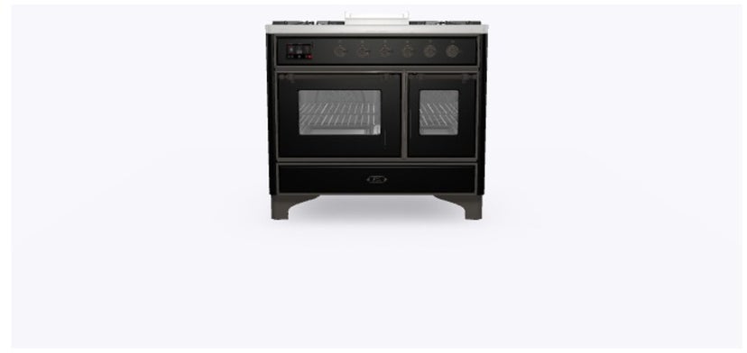 Ilve UMD10FDNS3BKBLP 40" Dual Fuel Freestanding Range w/ 6 Sealed Burne...