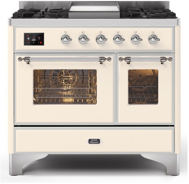 Ilve UMD10FDNS3AWCLP 40" Dual Fuel Freestanding Range w/ 6 Sealed Burne...