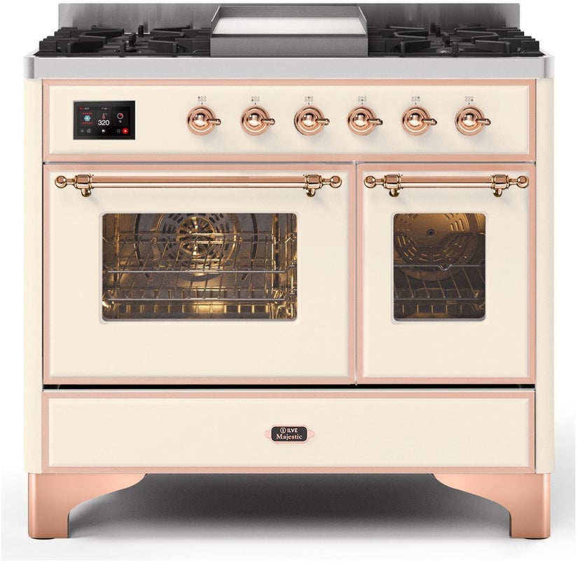 Ilve UMD10FDNS3AWPLP 40" Dual Fuel Freestanding Range w/ 6 Sealed Burne...