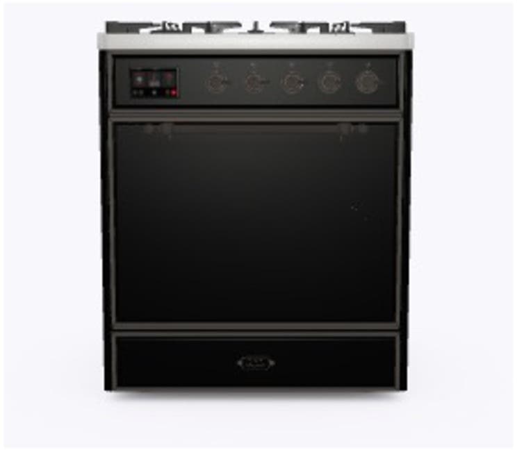 Ilve UM30DQNE3BKBLP Liquid Propane In Glossy Black W/ Bronze Trim