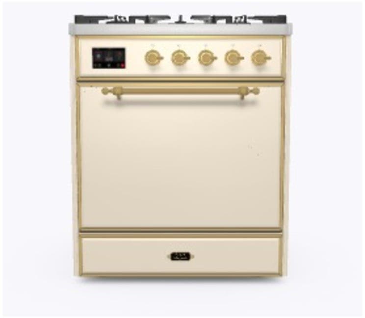Ilve UM30DQNE3AWG Natural Gas In Antique White W/ Brass Trim