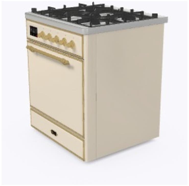 Ilve UM30DQNE3AWG Natural Gas In Antique White W/ Brass Trim