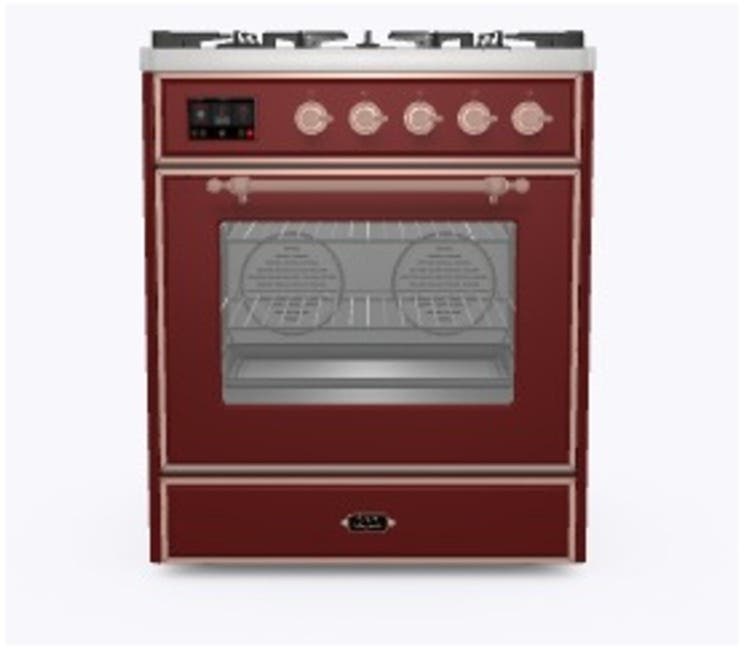 Ilve UM30DNE3BUP Natural Gas In Burgundy W/ Copper Trim