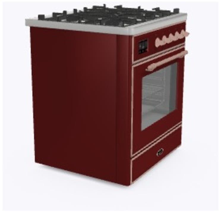 Ilve UM30DNE3BUP Natural Gas In Burgundy W/ Copper Trim