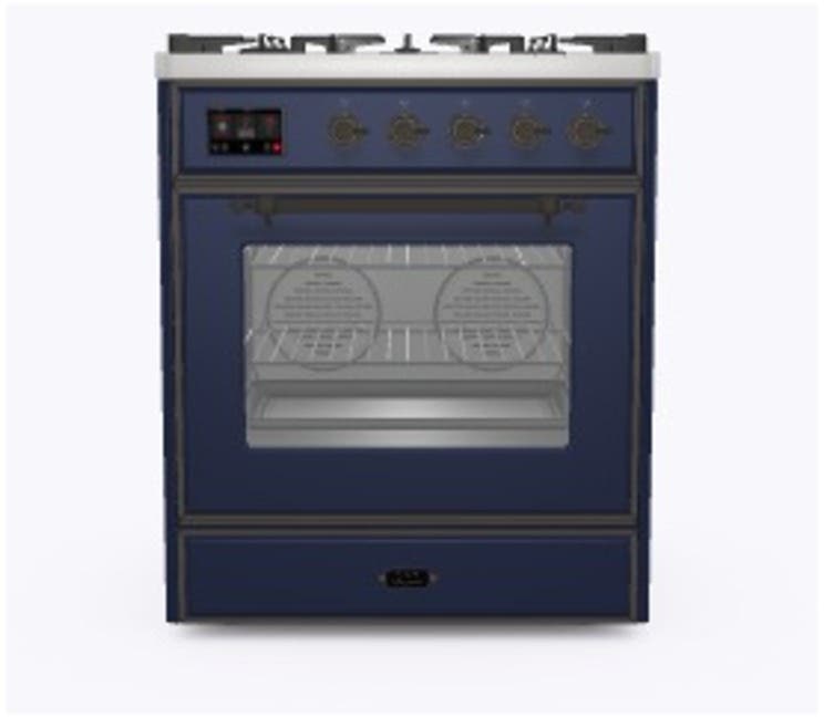 Ilve UM30DNE3MBB Natural Gas In Midnight Blue W/ Bronze Trim