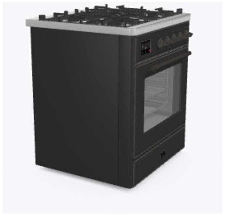 Ilve UM30DNE3MGBLP Liquid Propane In Matte Graphite W/ Bronze Trim