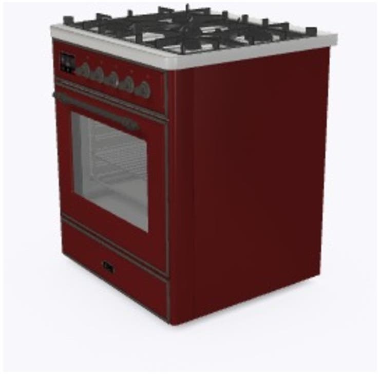 Ilve UM30DNE3BUB Natural Gas In Burgundy W/ Bronze Trim