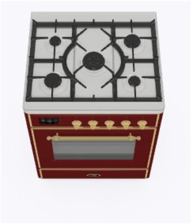 Ilve UM30DNE3BUG Natural Gas In Burgundy W/ Brass Trim