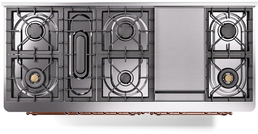 Ilve UM15FDQNS3MBP 60" Dual Fuel Range w/ 9 Sealed Burners, Double Ov...