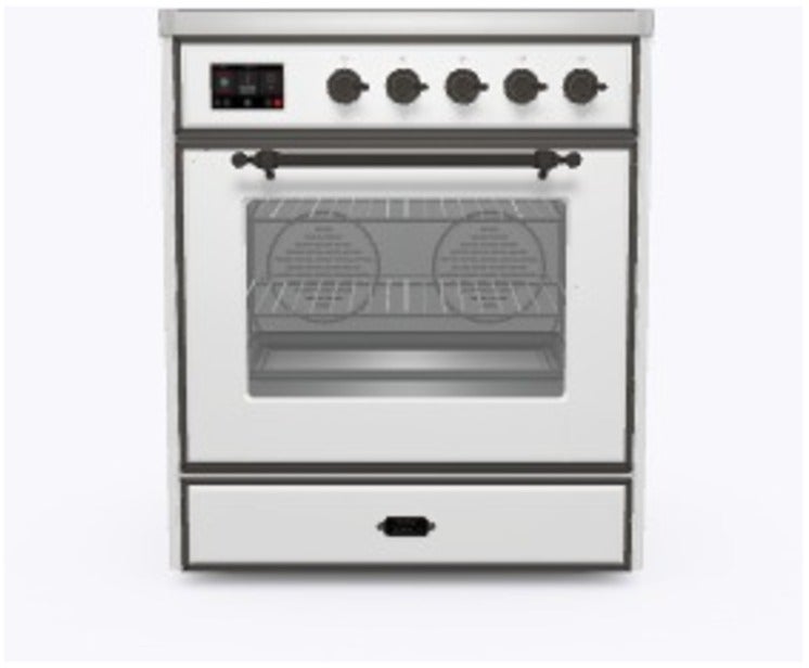 Ilve UMI30NE3RAB 30" Freestanding Electric Induction Range w/ 4 Ele...