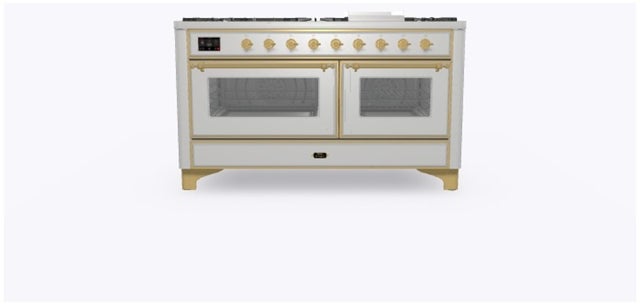 Ilve UM15FDNS3SSG 60" Dual Fuel Range with Double Ovens, 5.02 cu ft ...