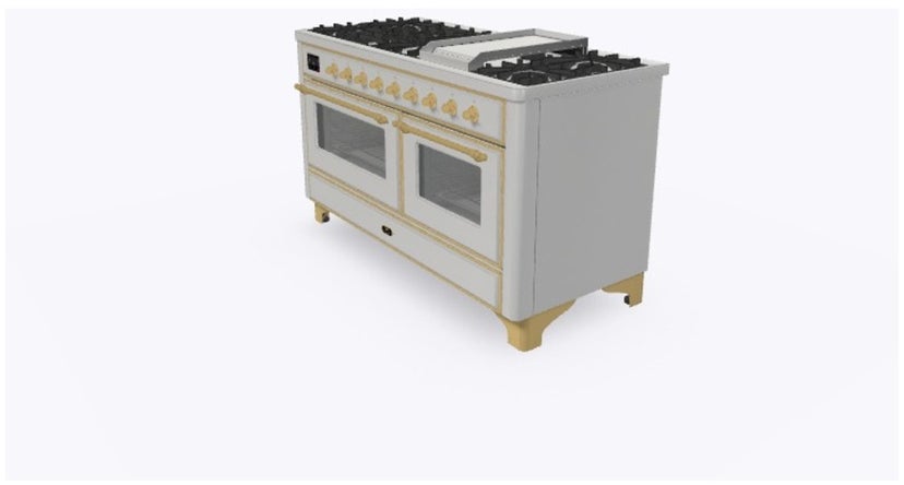 Ilve UM15FDNS3SSG 60" Dual Fuel Range with Double Ovens, 5.02 cu ft ...