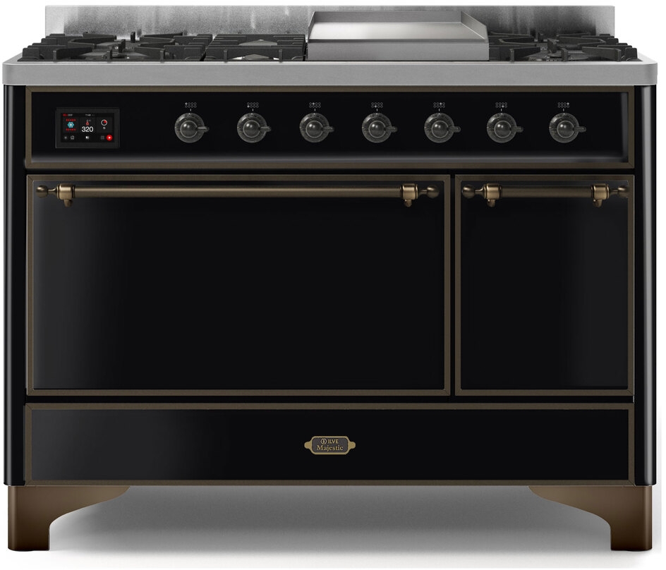 Ilve UM12FDQNS3BKB Natural Gas In Glossy Black W/ Bronze Trim