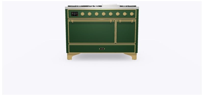 Ilve UM12FDQNS3EGGLP 48" Dual Fuel Freestanding Range w/ 8 Sealed Burne...