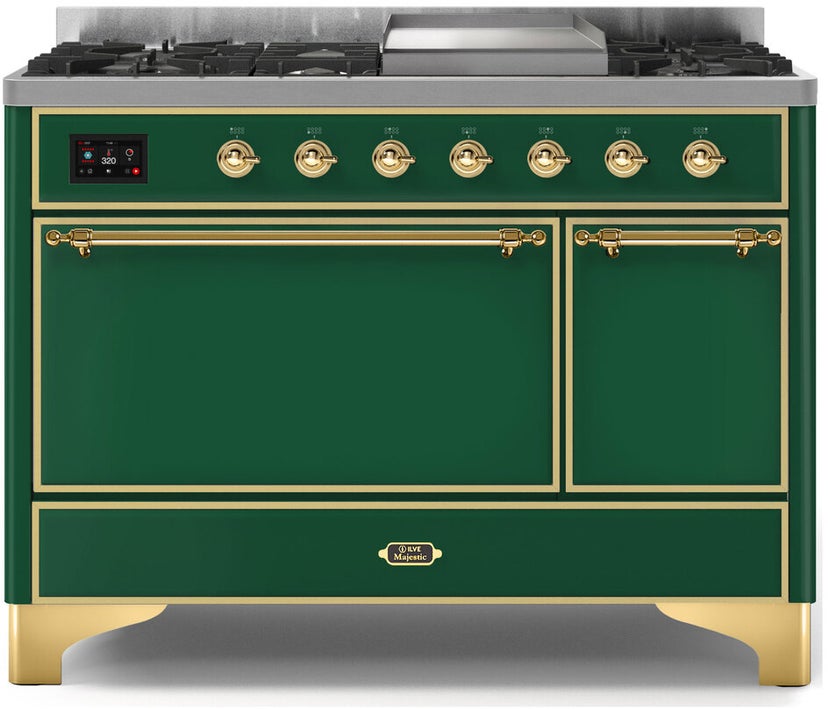 Ilve UM12FDQNS3EGGLP 48" Dual Fuel Freestanding Range w/ 8 Sealed Burne...