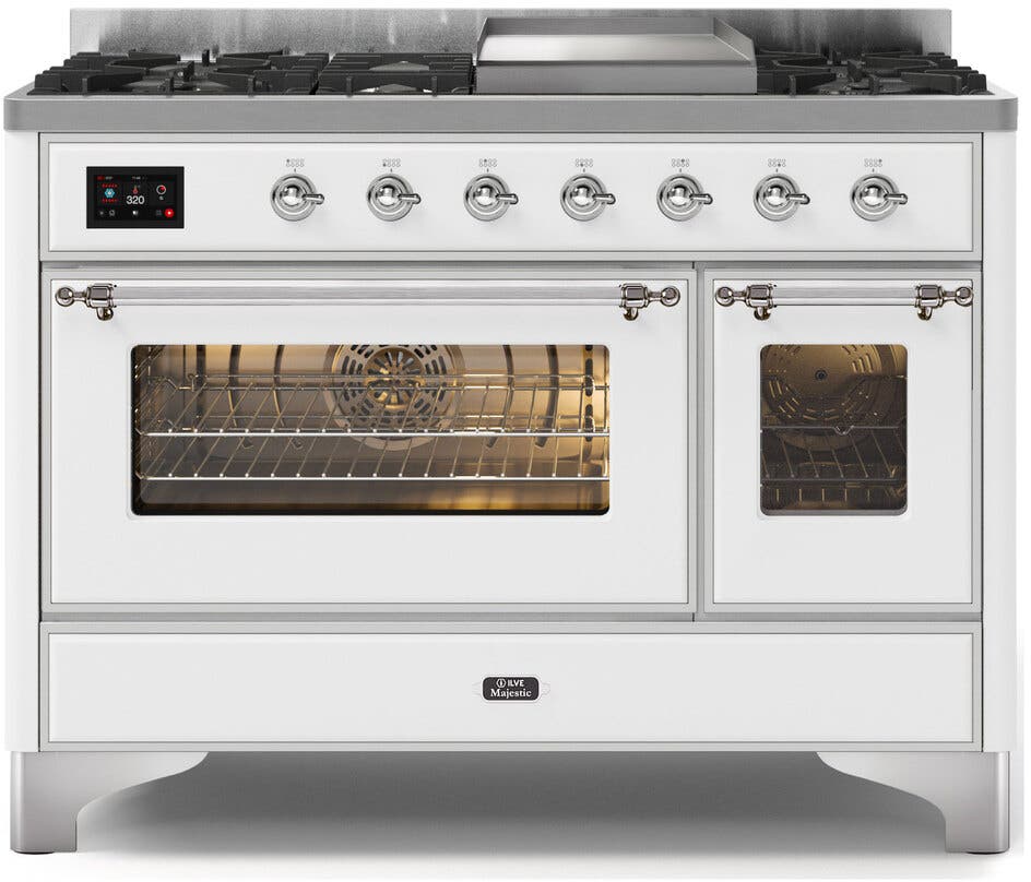 Ilve UM12FDNS3WHC Natural Gas In White W/ Chrome Trim