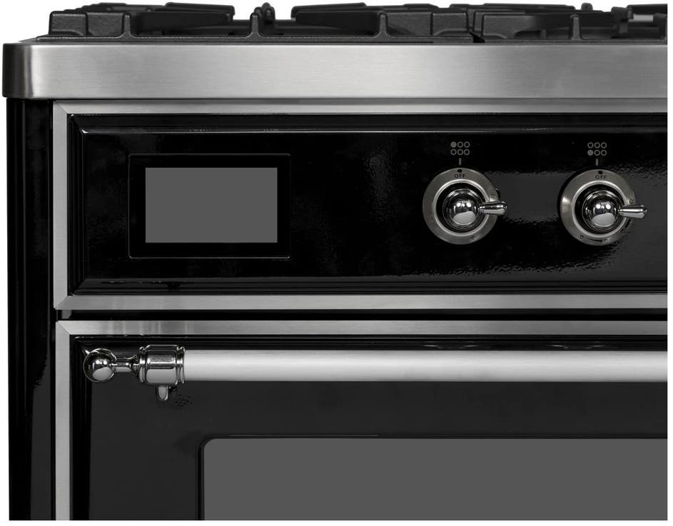 Ilve UM12FDNS3BKC Natural Gas In Glossy Black W/ Chrome Trim