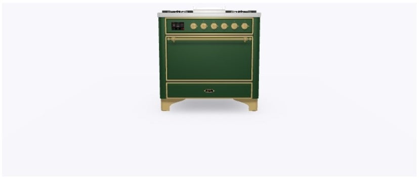 Ilve UM09FDQNS3EGGLP 36" Dual Fuel Freestanding Range w/ 6 Sealed Burne...