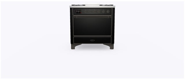 Ilve UM09FDQNS3BKBLP 36" Dual Fuel Freestanding Range w/ 6 Sealed Burne...