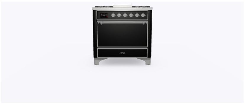 Ilve UM09FDQNS3BKCLP 36" Dual Fuel Freestanding Range w/ 6 Sealed Burne...