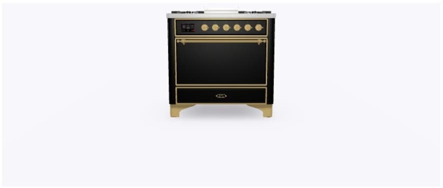 Ilve UM09FDQNS3BKG Natural Gas In Glossy Black W/ Brass Trim