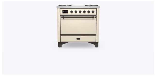 Ilve UM09FDQNS3AWB 36" Dual Fuel Freestanding Range w/ 6 Sealed Burne...