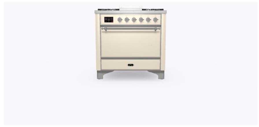 Ilve UM09FDQNS3AWC Natural Gas In Antique White W/ Chrome Trim