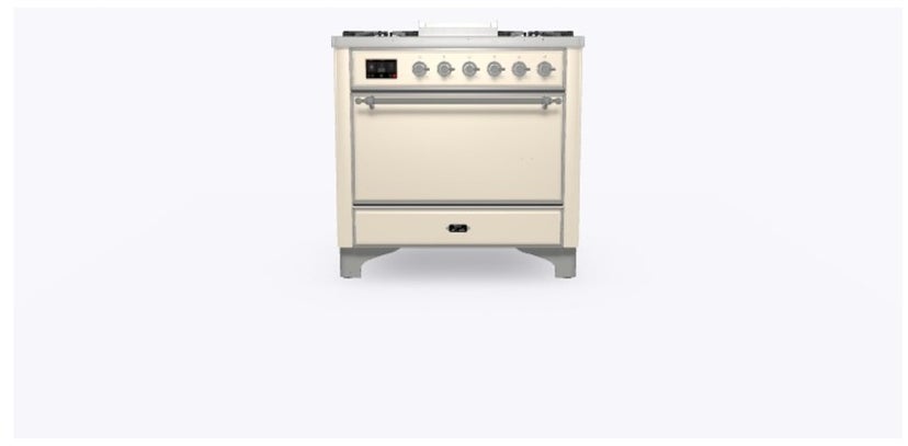 Ilve UM09FDQNS3AWC 36" Dual Fuel Freestanding Range w/ 6 Sealed Burne...