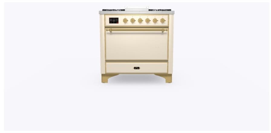 Ilve UM09FDQNS3AWG Natural Gas In Antique White W/ Brass Trim