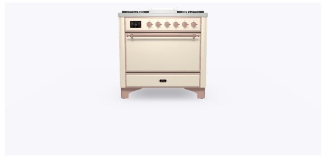 Ilve UM09FDQNS3AWP 36" Dual Fuel Freestanding Range w/ 6 Sealed Burne...