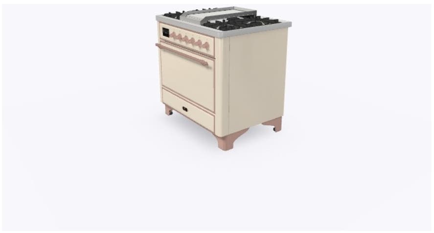 Ilve UM09FDQNS3AWP Natural Gas In Antique White W/ Copper Trim