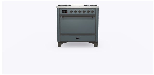 Ilve UM09FDQNS3BGB 36" Dual Fuel Freestanding Range w/ 6 Sealed Burne...